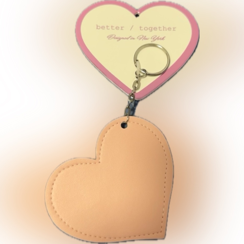 Faux Leather Heart Shaped Keychain/Bag Charm | Pink